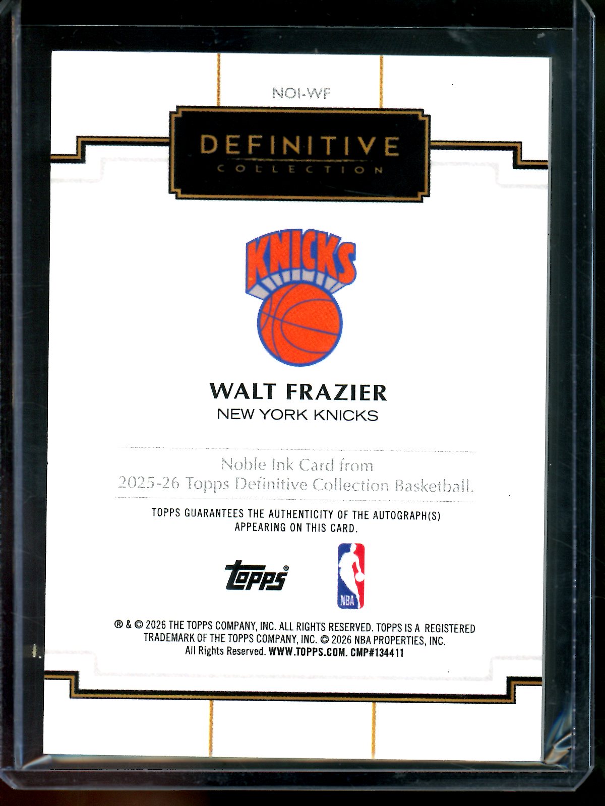 2025/26 Topps Definitive Walt Frazier Noble Ink Autograph /35 Knicks