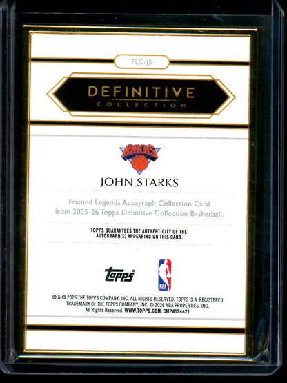 2025/26 Topps Definitive John Starks Pink Framed Legends Autograph /15 Knicks - Trading Card Market