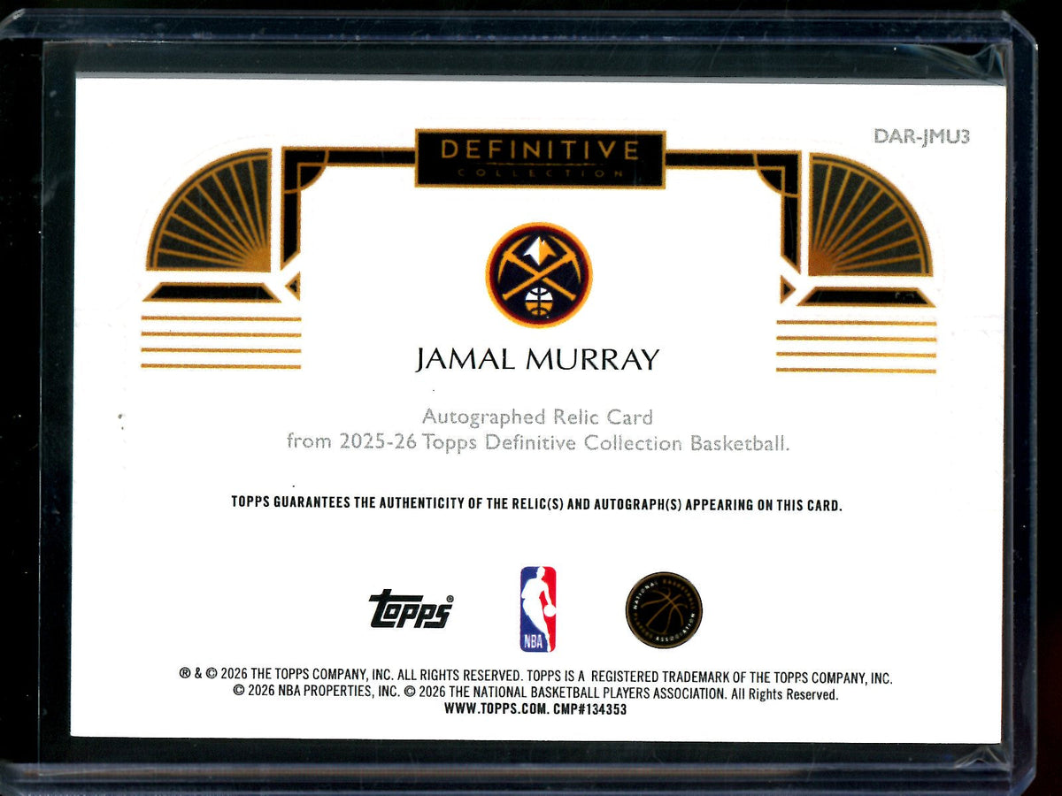 2025/26 Topps Definitive Jamal Murray Orange Patch Autograph /25 Nuggets