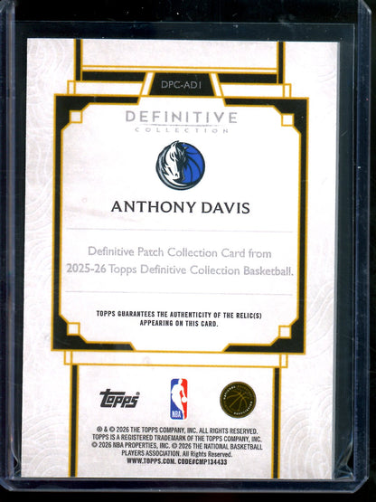 2025/26 Topps Definitive Anthony Davis Jersey Relic /35 Mavericks