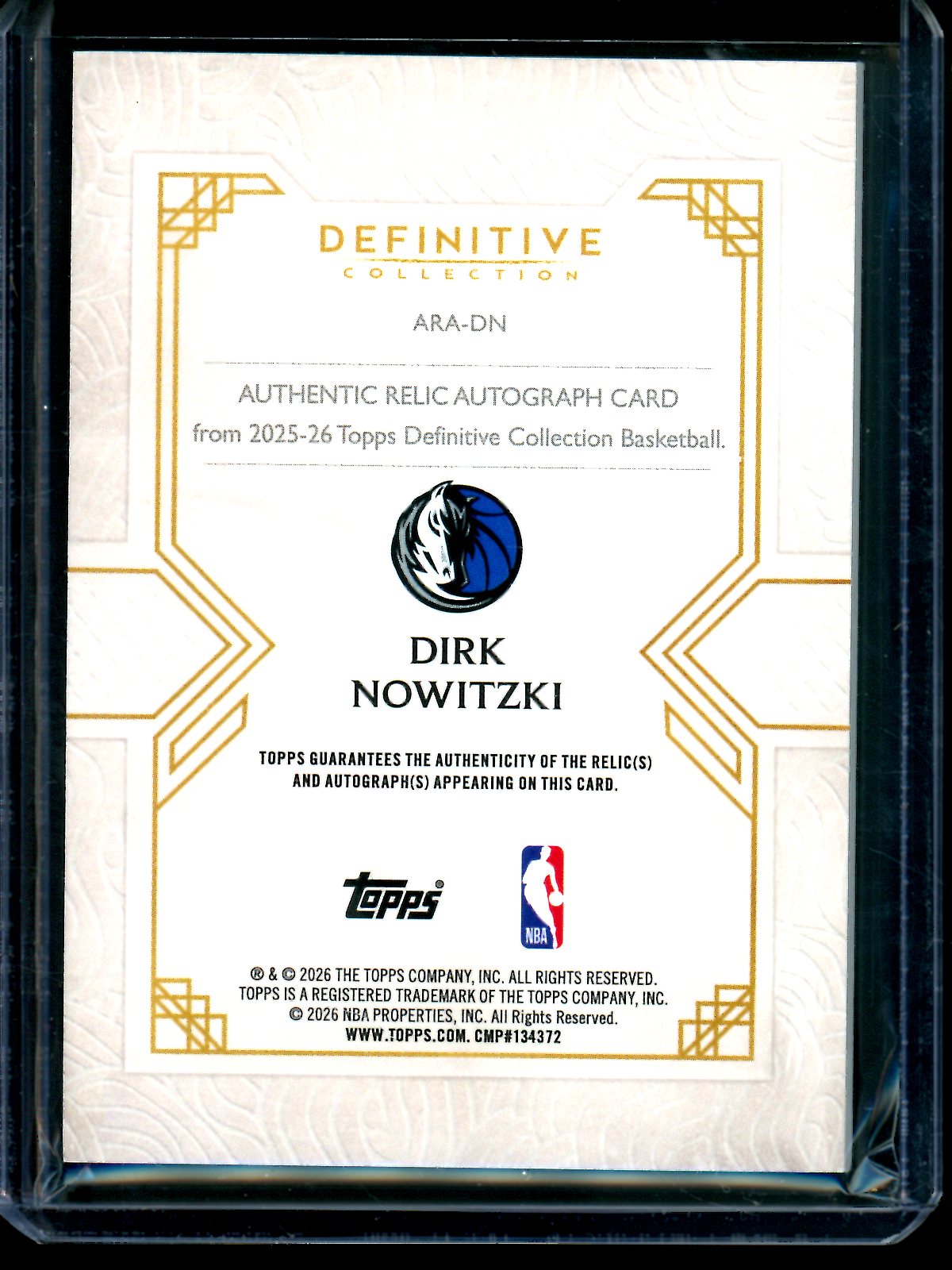 2025/26 Topps Definitive Dirk Nowitzki Orange Patch Autograph /25 Mavericks