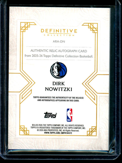 2025/26 Topps Definitive Dirk Nowitzki Orange Patch Autograph /25 Mavericks