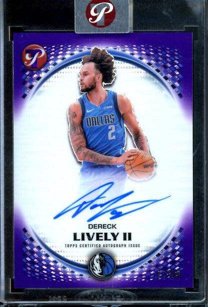 2025/26 Topps Pristine Dereck Lively II Purple Encased Autograph /99 Mavericks