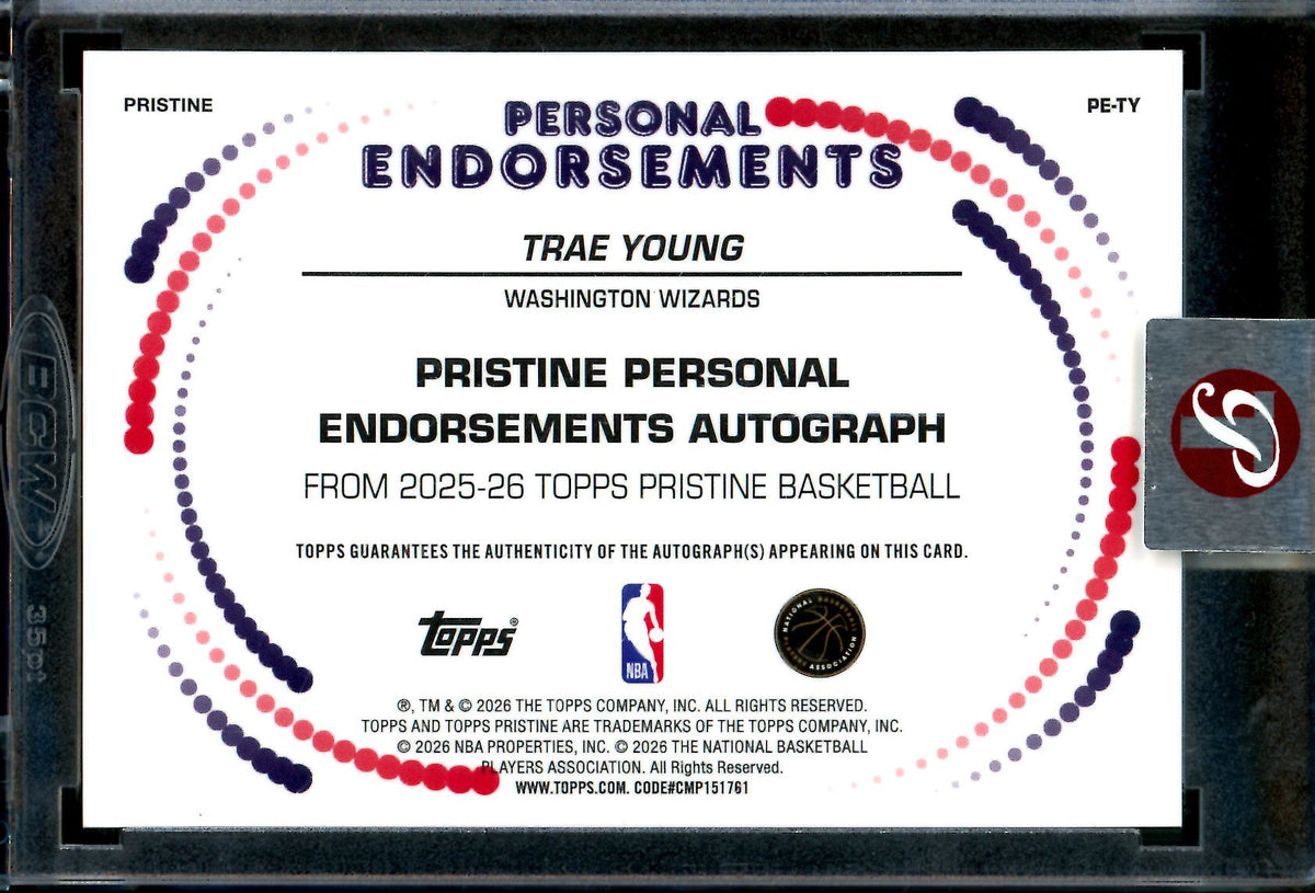 2025/26 Topps Pristine Trae Young Red Personal Endorsements Autograph /5 Wizards