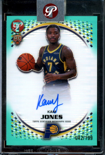 2025/26 Topps Pristine Kam Jones Aqua Rookie Encased Autograph /199 Pacers