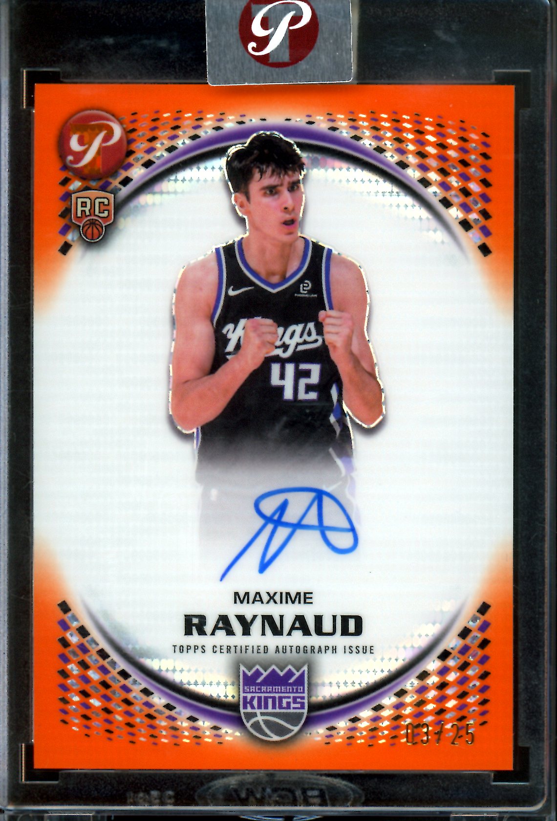 2025/26 Topps Pristine Maxime Raynaud Orange Rookie Encased Autograph /25 Kings
