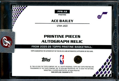 2025/26 Topps Pristine Ace Bailey Purple Rookie Patch Autograph /99 Jazz