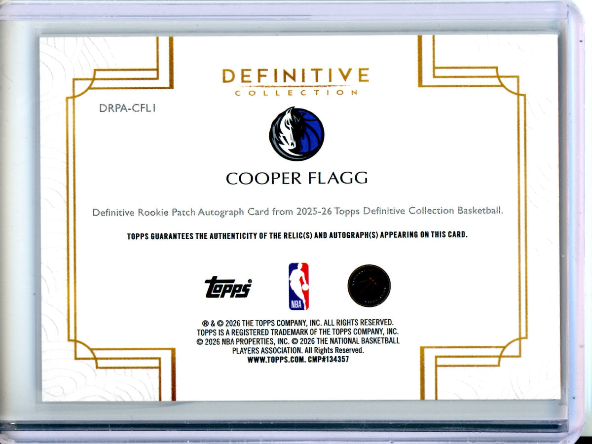 2025/26 Topps Definitive Cooper Flagg Rookie Patch Autograph RPA /10 Mavericks