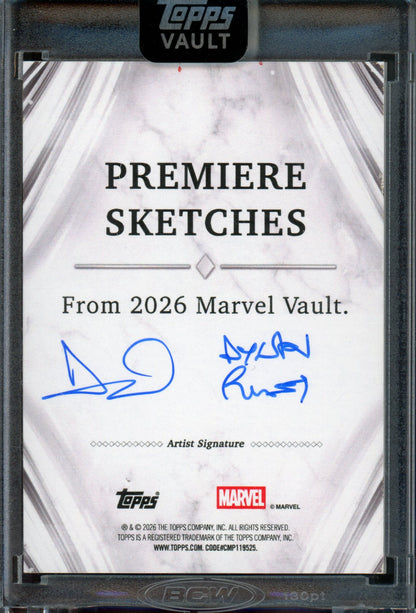 2026 Topps Marvel Vault Scarlet Witch Dylan Riley 1/1 Premiere Sketches Card
