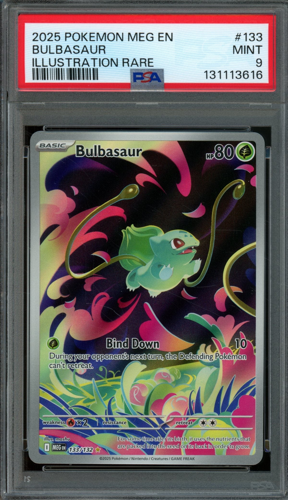 2025 Pokemon Mega Evolutions Bulbasaur 133/132 PSA 9
