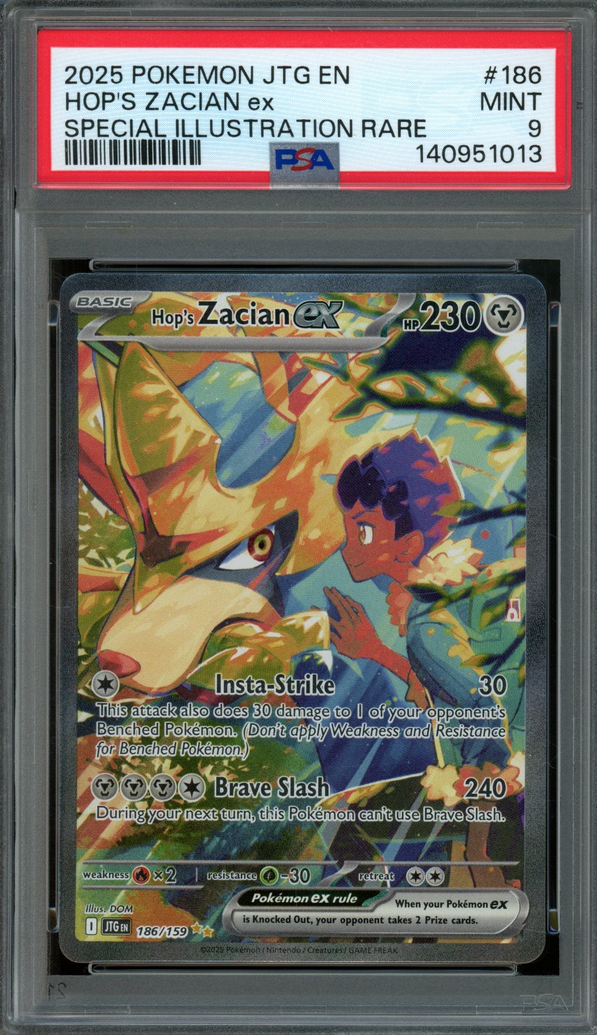 2025 Pokemon Journey Together Hop's Zacian EX 186/159 PSA 9