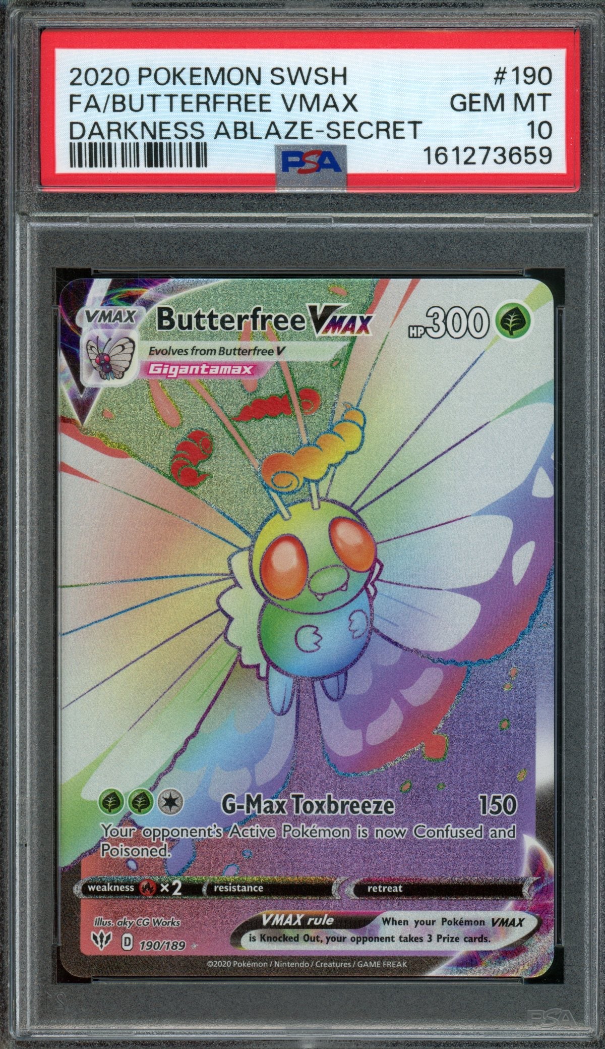 2020 Pokemon Darkness Ablaze Butterfree VMAX 190/189 PSA 10