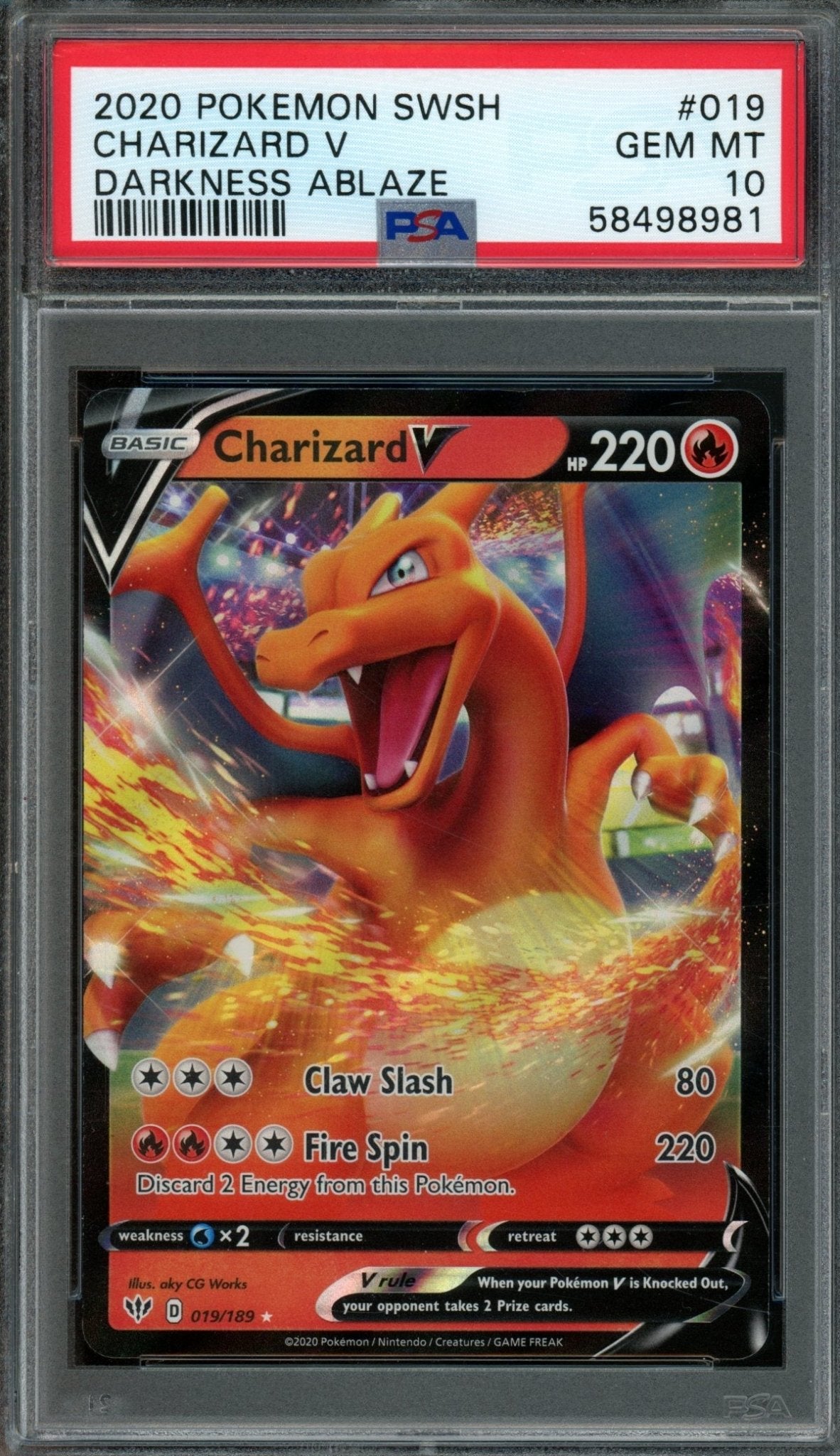 2020 Pokemon Darkness Ablaze Charizard V 019/189 PSA 10 – Trading