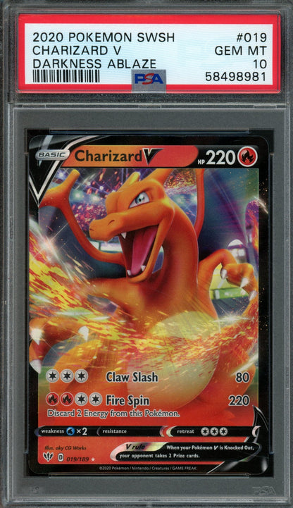 2020 Pokemon Darkness Ablaze Charizard V 019/189 PSA 10