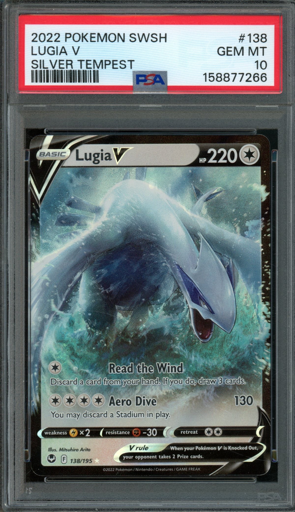 2022 Pokemon Silver Tempest Lugia V 138/195 PSA 10