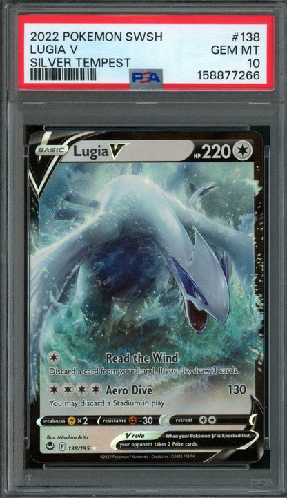 2022 Pokemon Silver Tempest Lugia V 138/195 PSA 10