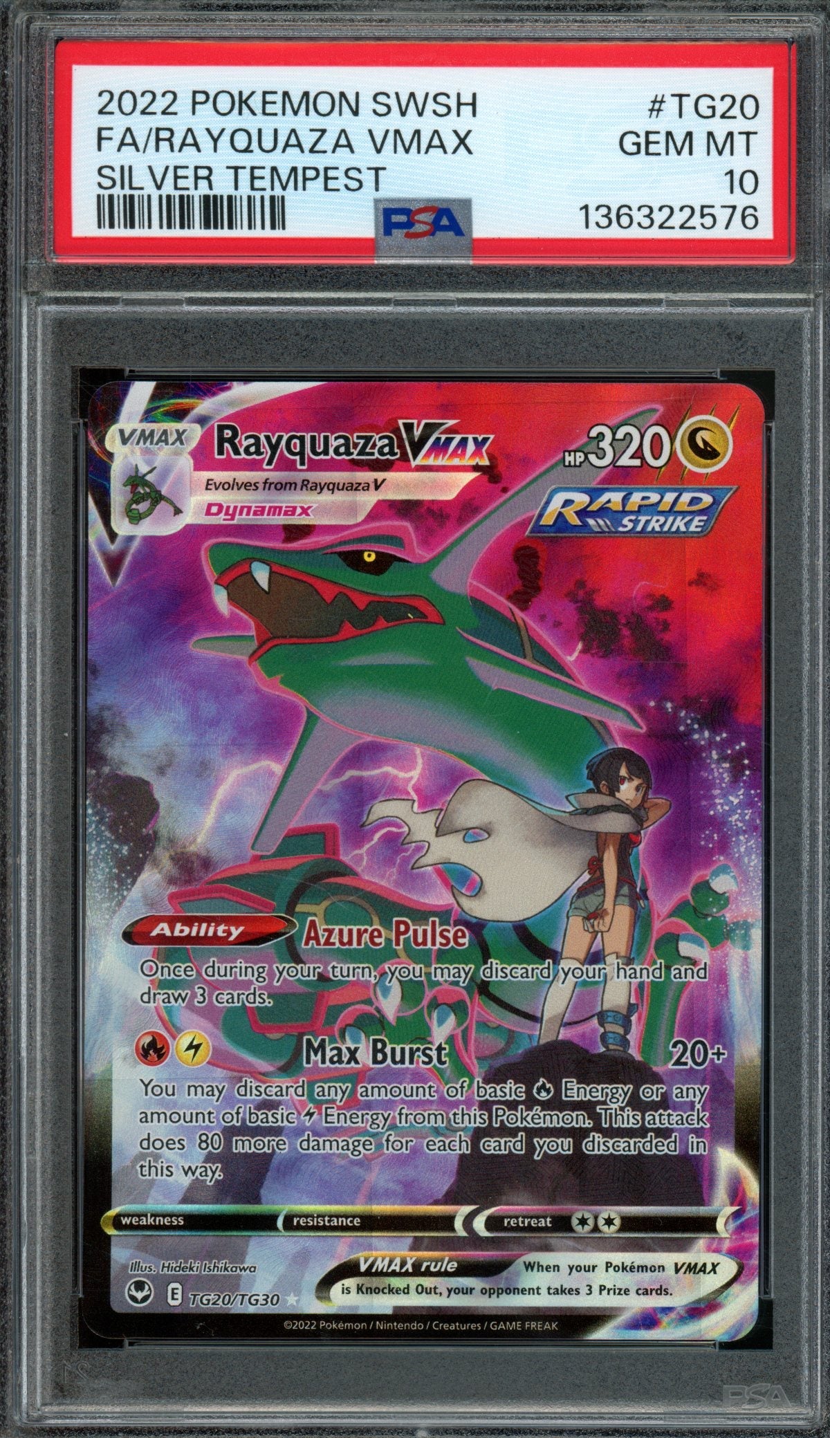 2022 Pokemon Silver Tempest Rayquaza VMAX TG20/TG30 PSA 10