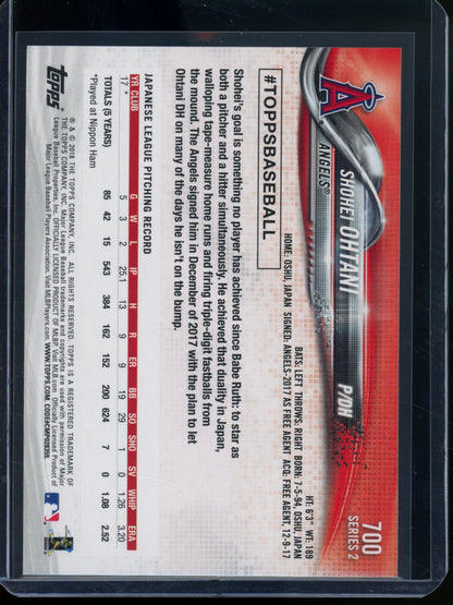 2018 Topps Flagship Shohei Ohtani Rookie RC #700 (B)