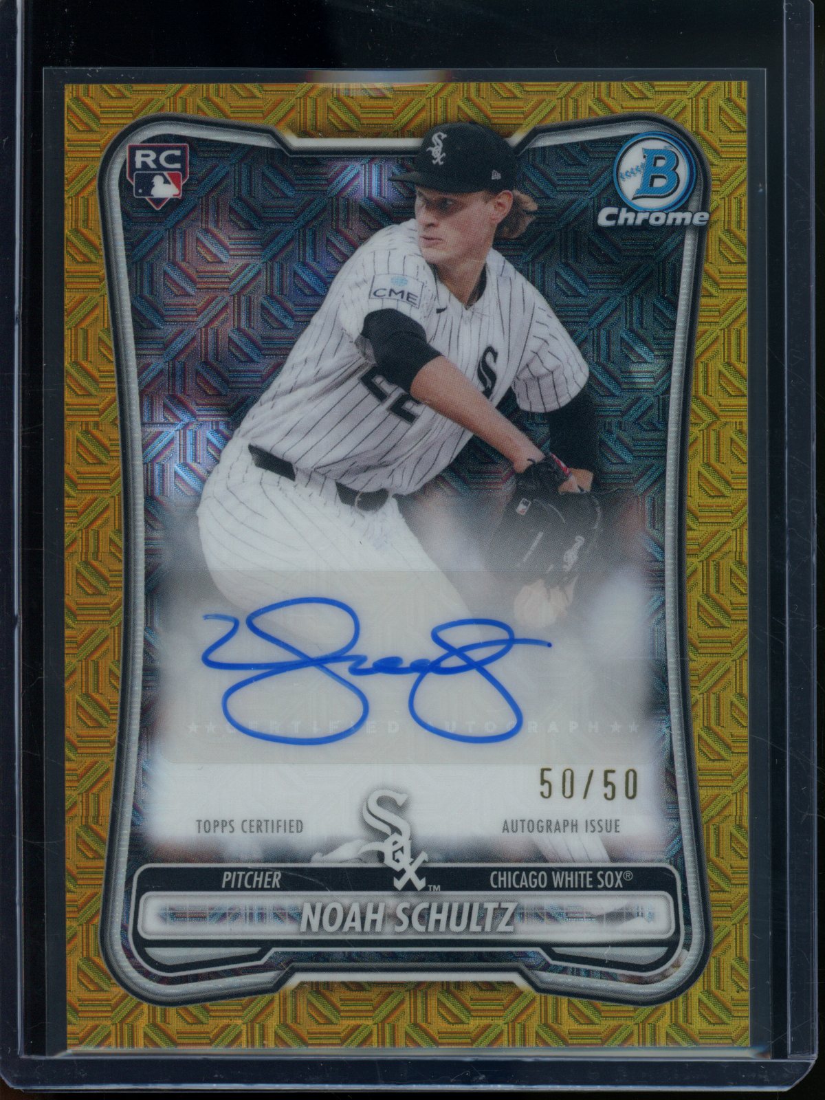 2026 Bowman Chrome Noah Schultz Rookie RC Gold Mojo Autograph /50 White Sox