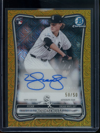 2026 Bowman Chrome Noah Schultz Rookie RC Gold Mojo Autograph /50 White Sox