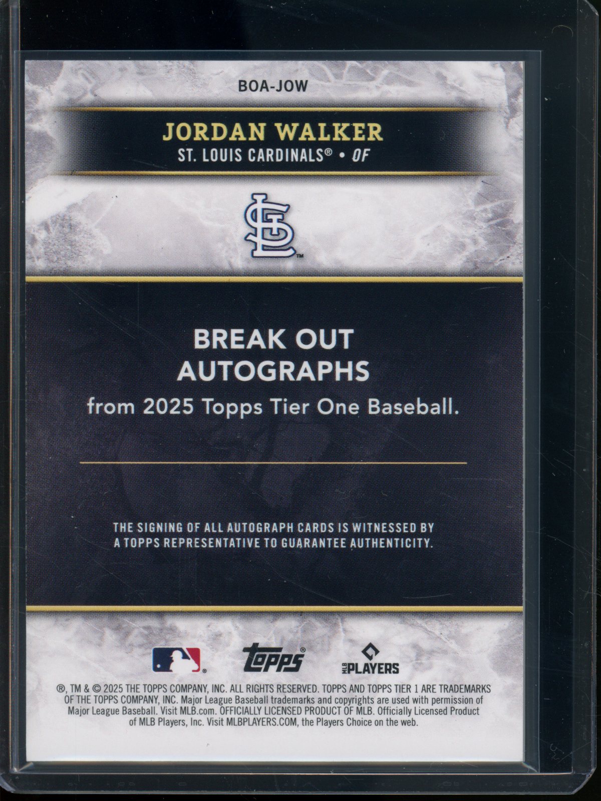 2025 Topps Tier One Jordan Walker Break Out Autographs Blue Cardinals