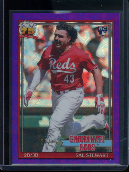 2026 Topps Chrome Sal Stewart Rookie RC Purple Logofractor /75 Reds