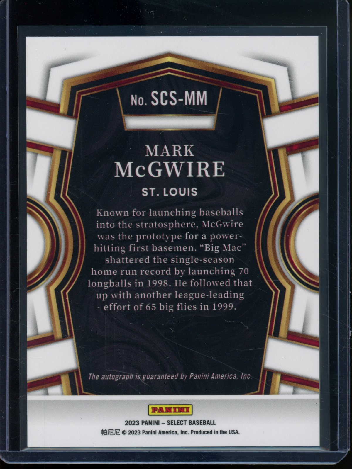 2023 Panini Select Mark McGwire Select Company Autograph Cardinals - Trading Card Market