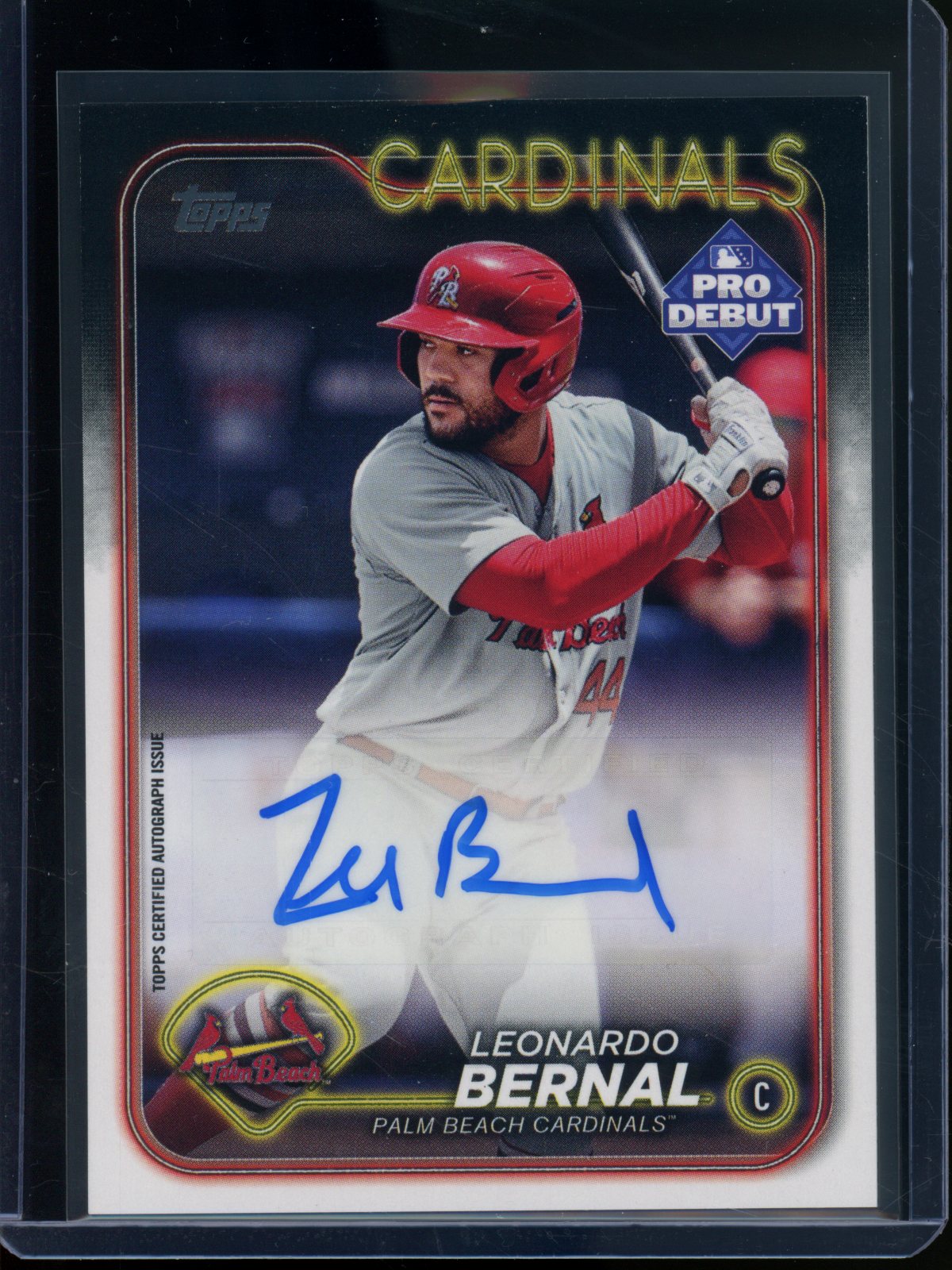 2024 Topps Pro Debut Leonardo Bernal Autograph Palm Beach Cardinals