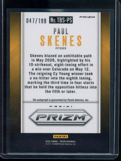 2026 Panini Prizm Paul Skenes Wave Refractor Autograph /199 Pirates - Trading Card Market