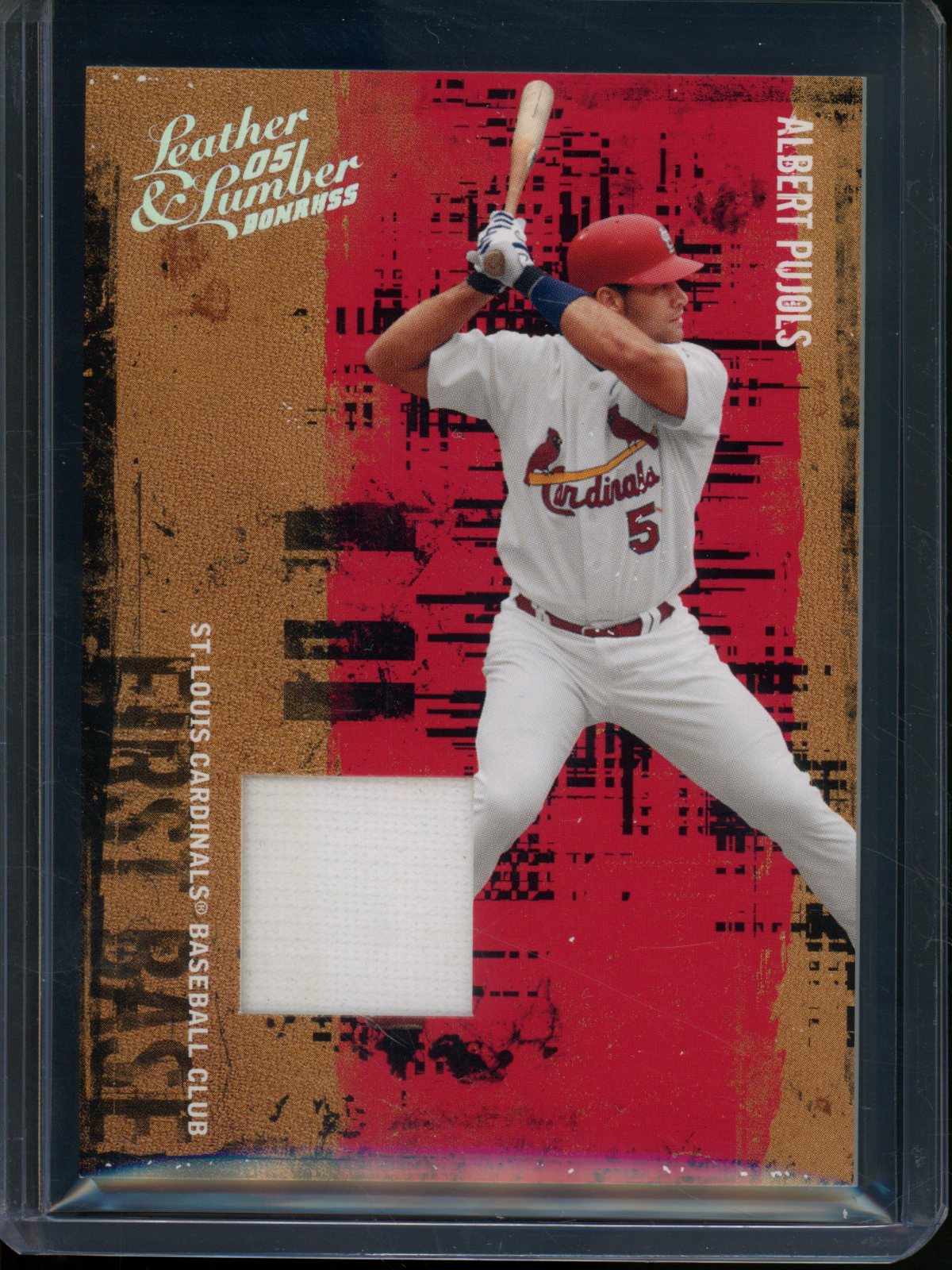 2005 Panini Leather And Lumber Albert Pujols Jersey Relic Cardinals