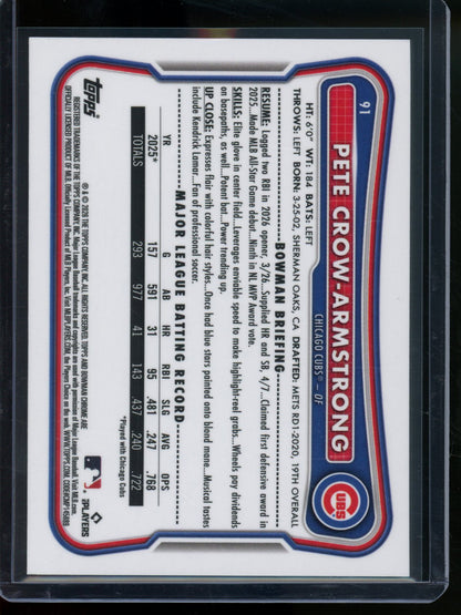 2026 Bowman Chrome Pete Crow-Armstrong Aqua Geometric Refractor /125 Cubs