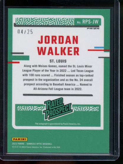 2023 Panini Optic Jordan Walker Rookie RC Green Autograph /25 Cardinals - Trading Card Market