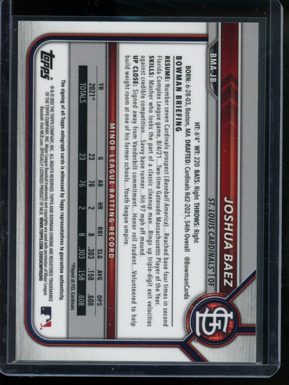 2022 Bowman Chrome Joshua Baez Mojo Autograph Cardinals