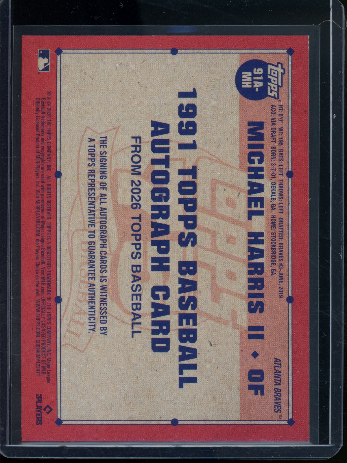 2026 Topps Flagship Michael Harris II 1991 Autograph Braves