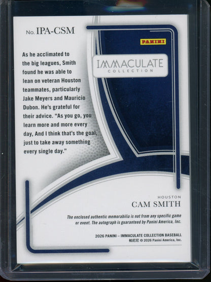 2026 Topps Immaculate Cam Smith Jersey Relic Autograph /99 Astros