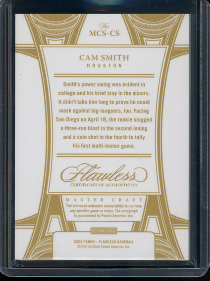2025 Panini Flawless Cam Smith Triple Jersey Relic Autograph /25 Astros
