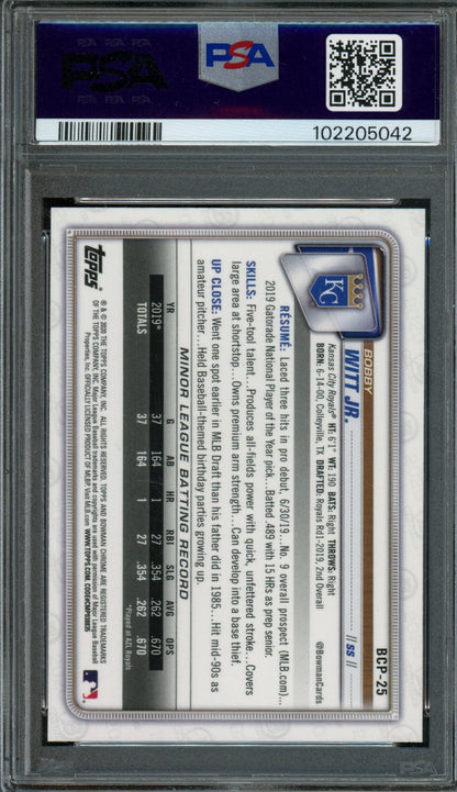 2020 Bowman Chrome Bobby Witt Jr 1st Mojo Refractor PSA 10 Royals