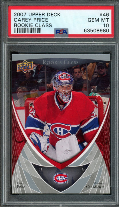 2007/08 Upper Deck Rookie Box Set Carey Price Rookie RC PSA 10 Canadiens - Trading Card Market