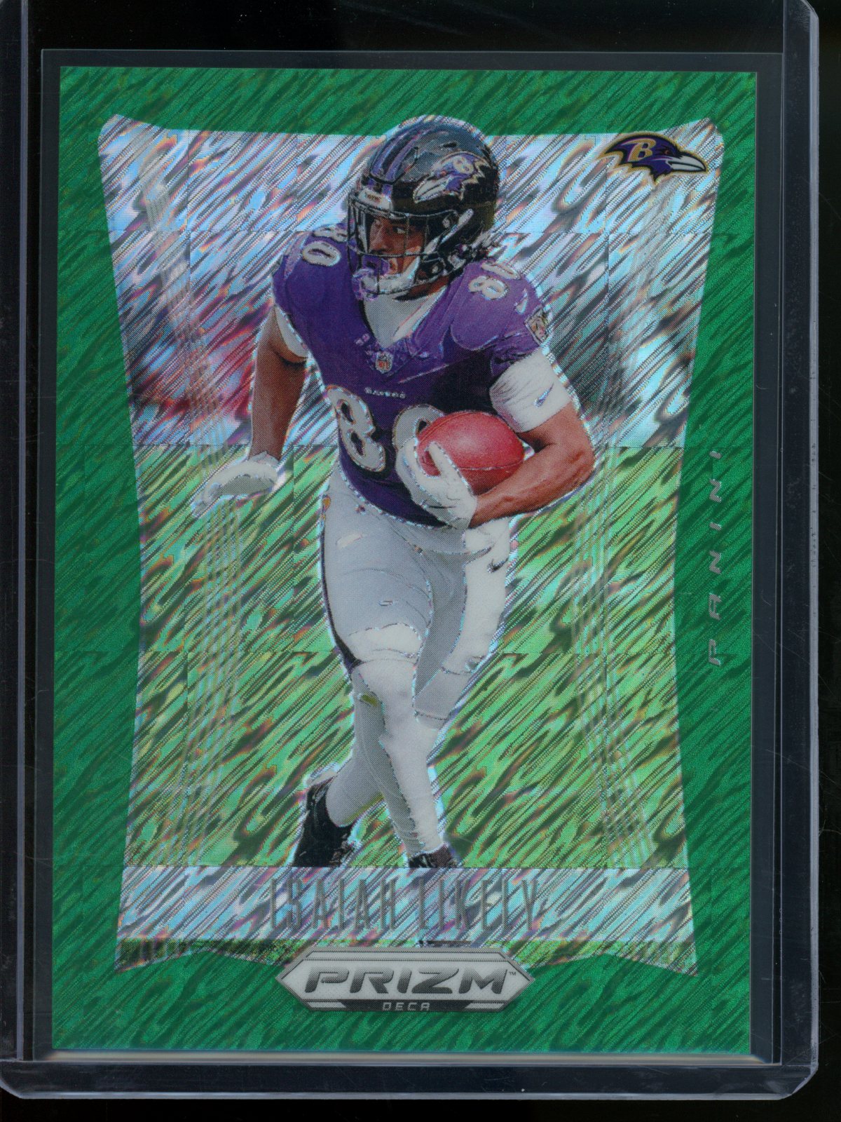 2024 Panini Prizm Deca Isaiah Likely Green Shimmer /12 Ravens
