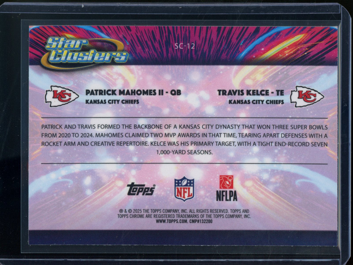 2025 Topps Chrome Cosmic Patrick Mahomes / Travis Kelce Star Clusters Chiefs