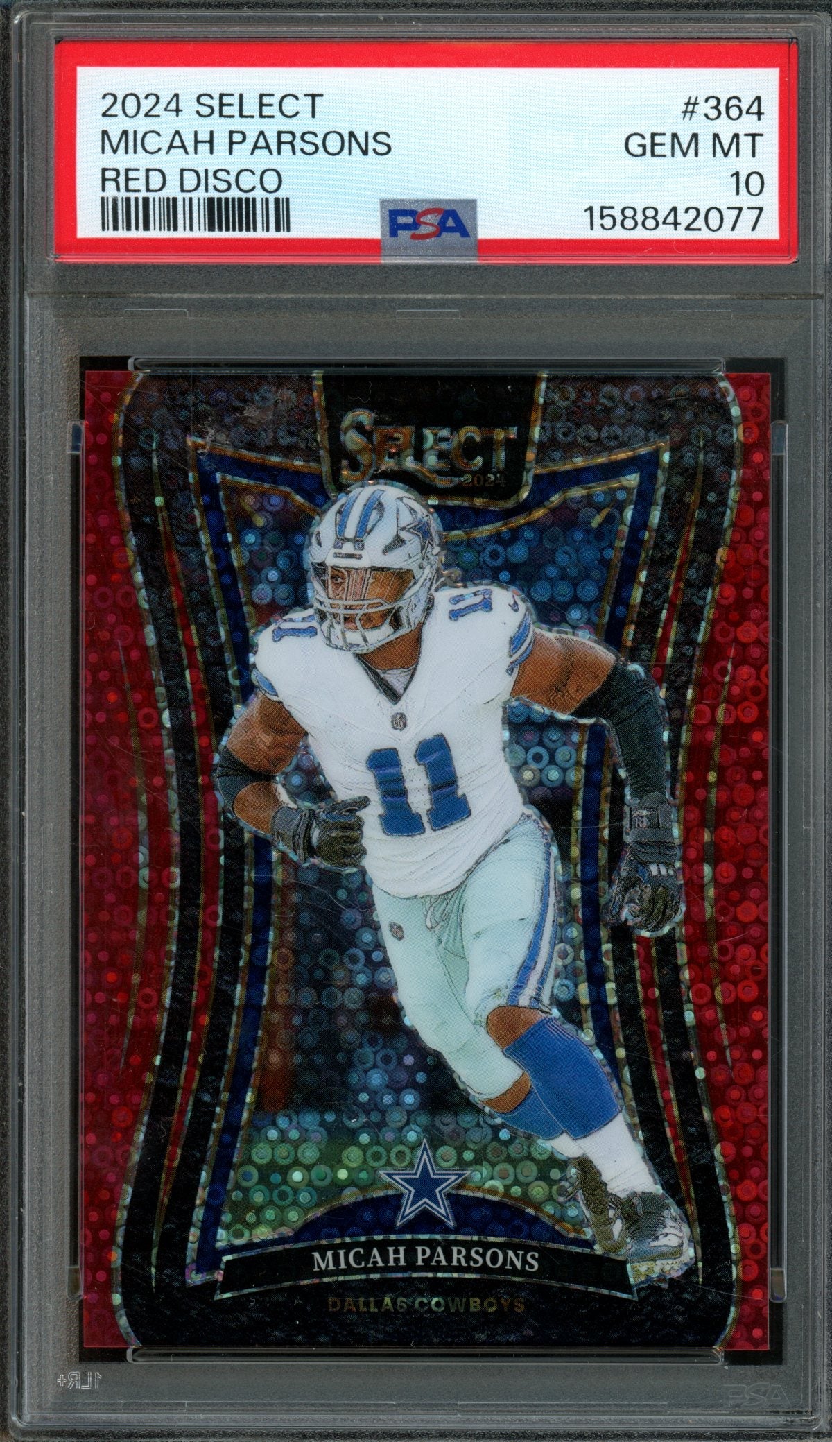2024 Panini Select Micah Parsons Red Disco /49 PSA 10 Cowboys