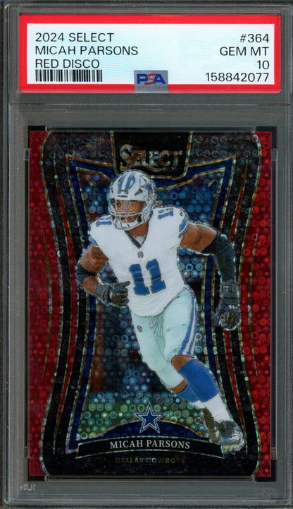 2024 Panini Select Micah Parsons Red Disco /49 PSA 10 Cowboys
