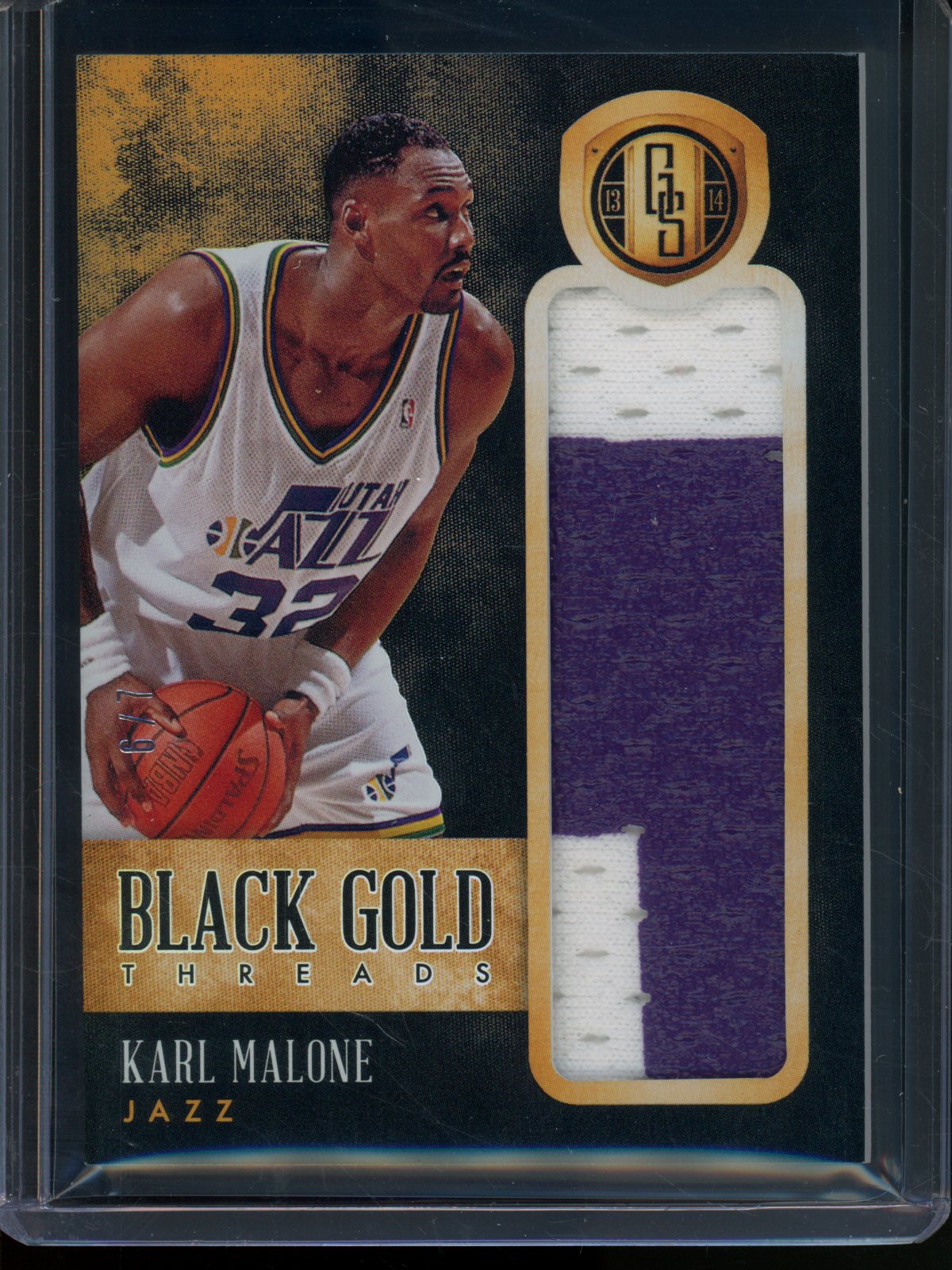 2014/15 Panini Gold Standard Karl Malone Black Gold Threads /7 Jazz