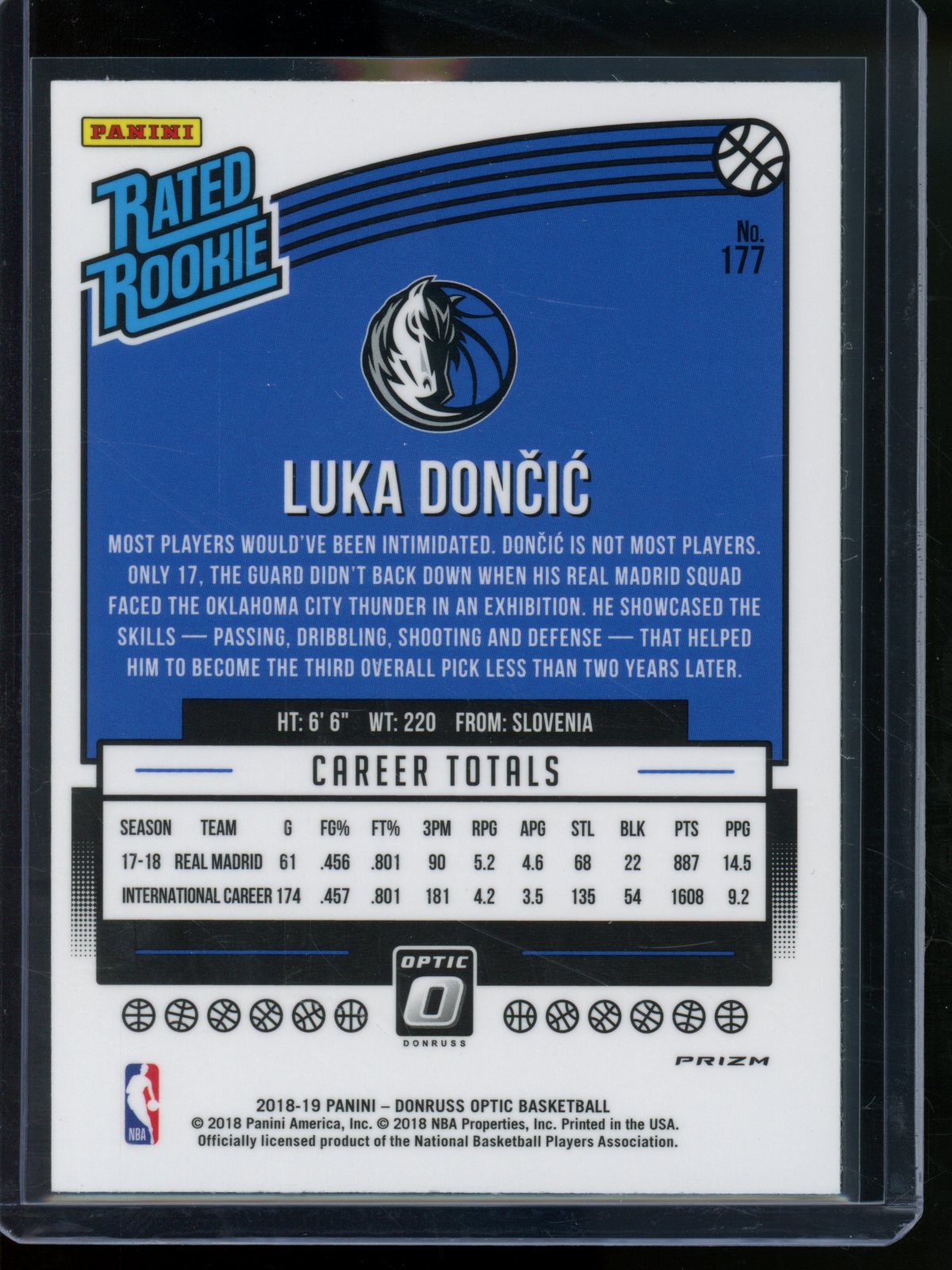 2018/19 Panini Optic Luka Doncic Rated Rookie Shock Mavericks