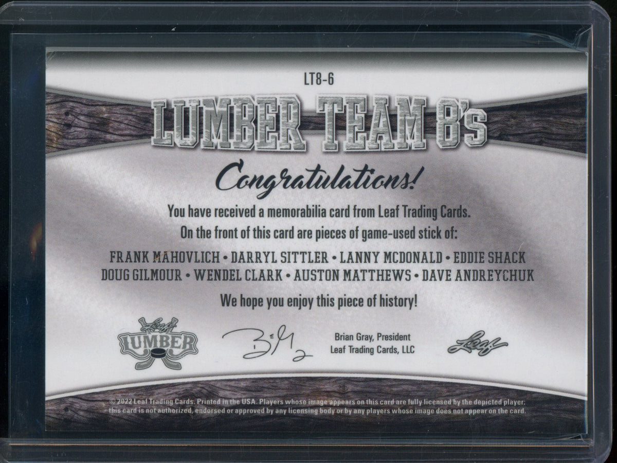 2022 Leaf Lumber Team 8's Stick Relic Mahovlich / Mcdonald / Gilmour / Matthews /25 - Trading Card Market