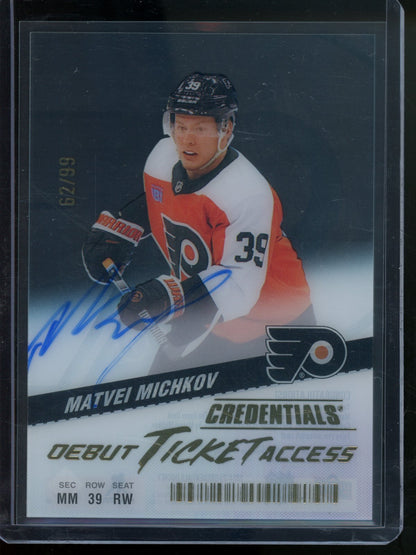 2024/25 Upper Deck Credentials Matvei Michkov Debut Ticket Access Autograph /99 Flyers - Trading Card Market