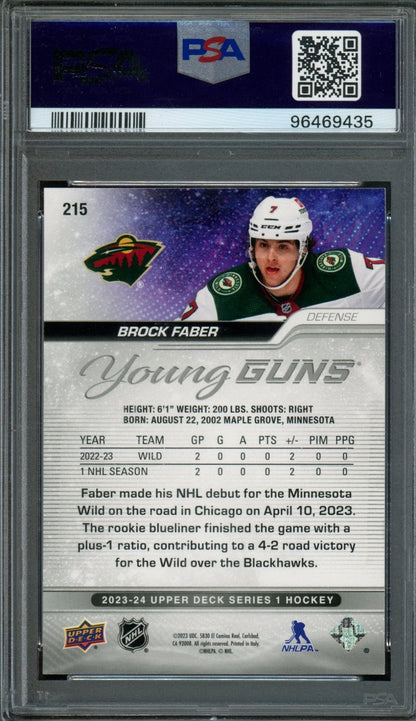 2023/24 Upper Deck Series 1 Brock Faber Rookie RC Young Guns PSA 10 Wild - Trading Card Market