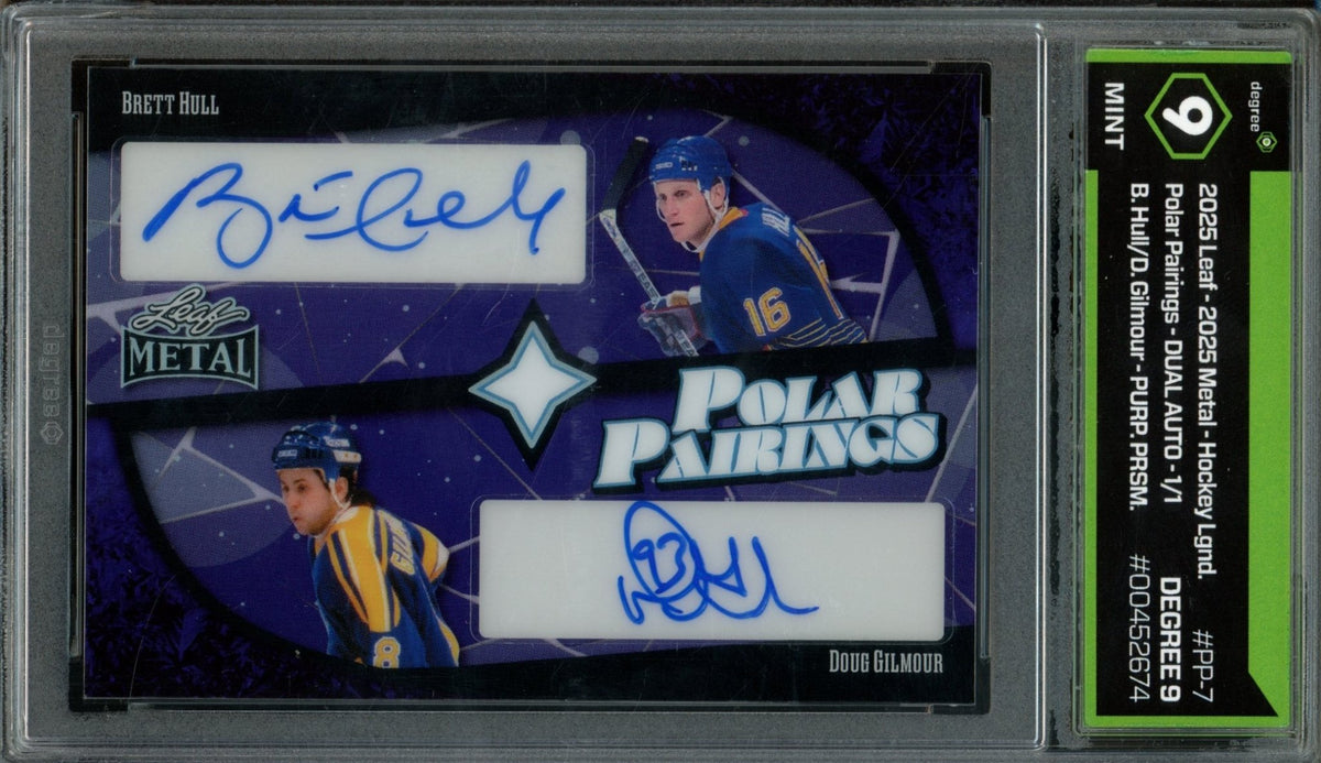 2025 Leaf Metal Brett Hull / Doug Gilmour Polar Pairings Dual Autograph 1/1 Blues - Trading Card Market