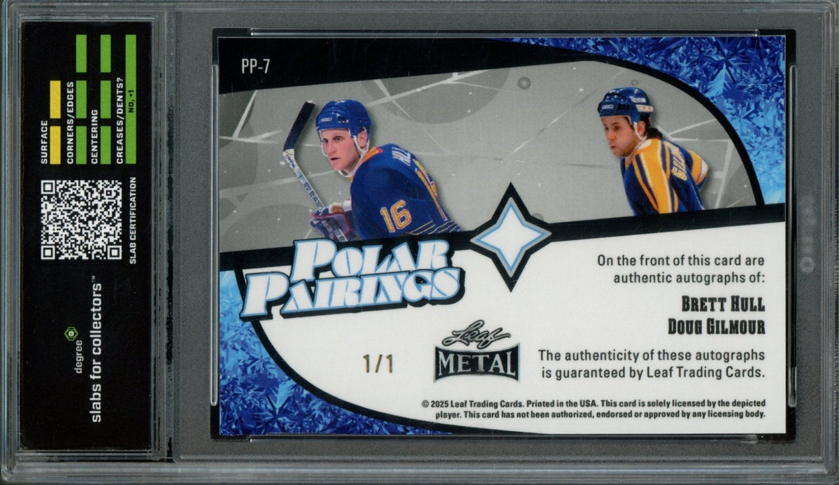 2025 Leaf Metal Brett Hull / Doug Gilmour Polar Pairings Dual Autograph 1/1 Blues - Trading Card Market