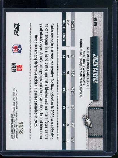 2026 Topps Flagship Jalen Carter Green Sand Glitter /99 Eagles - Trading Card Market